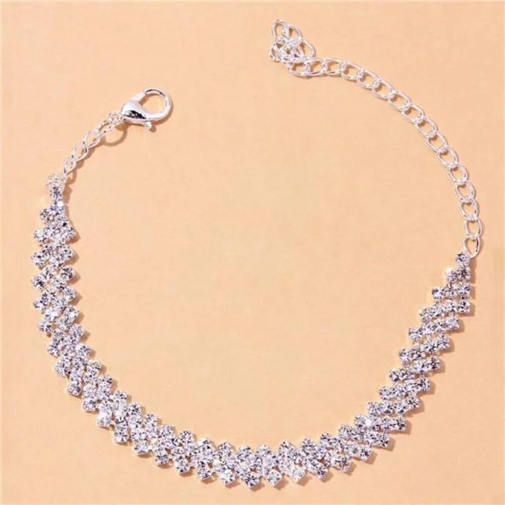 Rhinestone Bracelet Glamorous Zinc Alloy Decor For Women For Party Wedding Gift